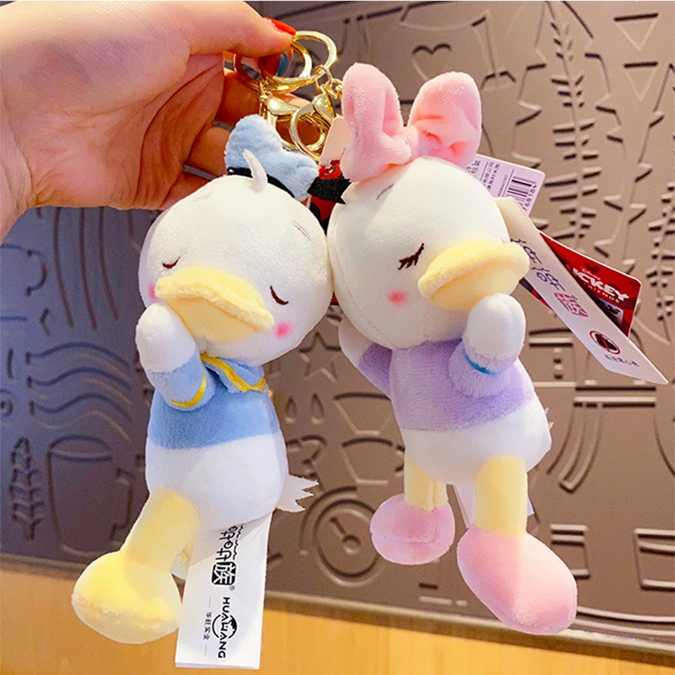 

Cute 17cm Plush Sleeping Lovers Duck Keychain for Men Women Bag Backpack Car Key Pendant Kids Schoolbag Decor for Airpods Gift