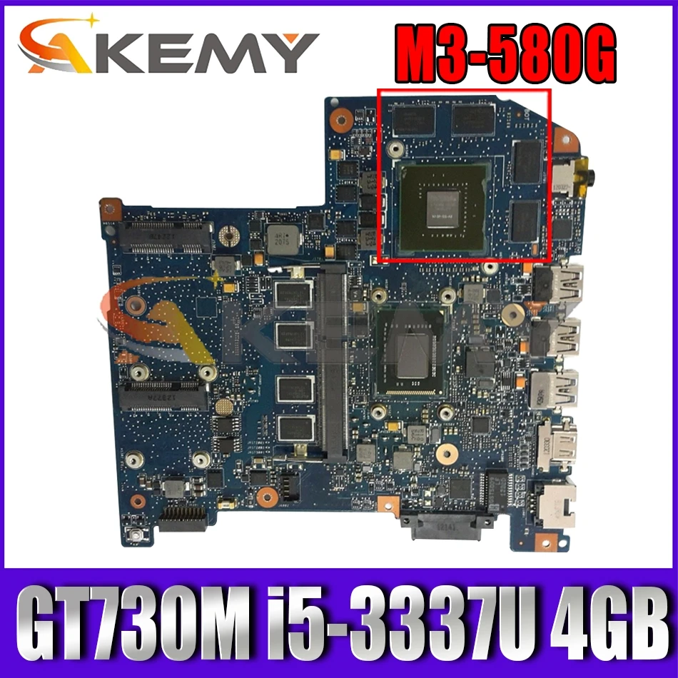 

AKEMY NBM5J11005 NB.M5J11.005 laptop motherboard For acer Aspire M3-580G GT730M JM50 MAIN BOARD SR0XL i5-3337U 4GB memory