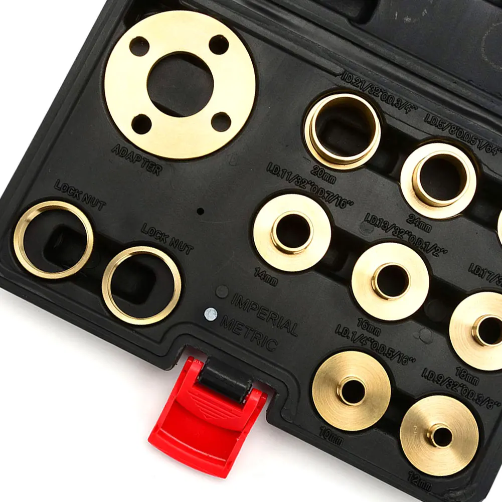

Electric Router Guide Bush Set Brass Template Kit with Lock Nuts Adapter Carrying Case Milling Machine Accessories Round 11PCS