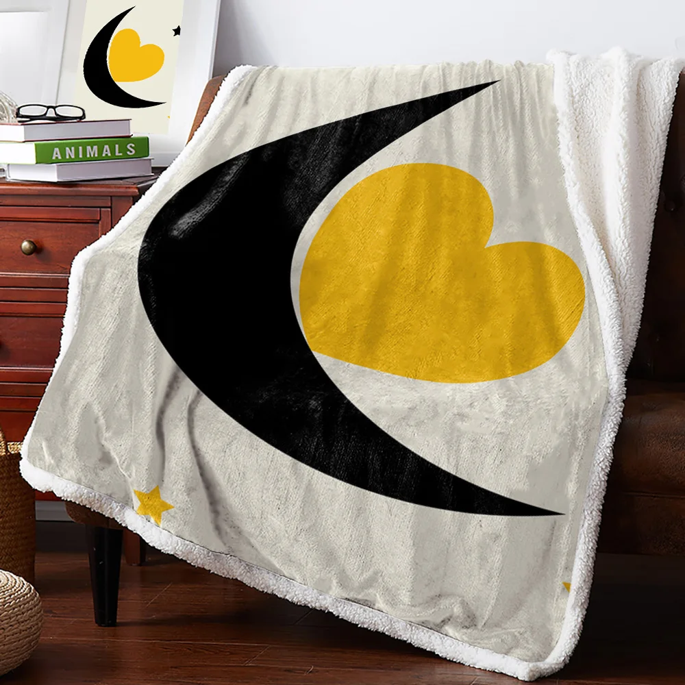 День Святого Валентина желтый любовь звезды черная луна супер теплое мягкое