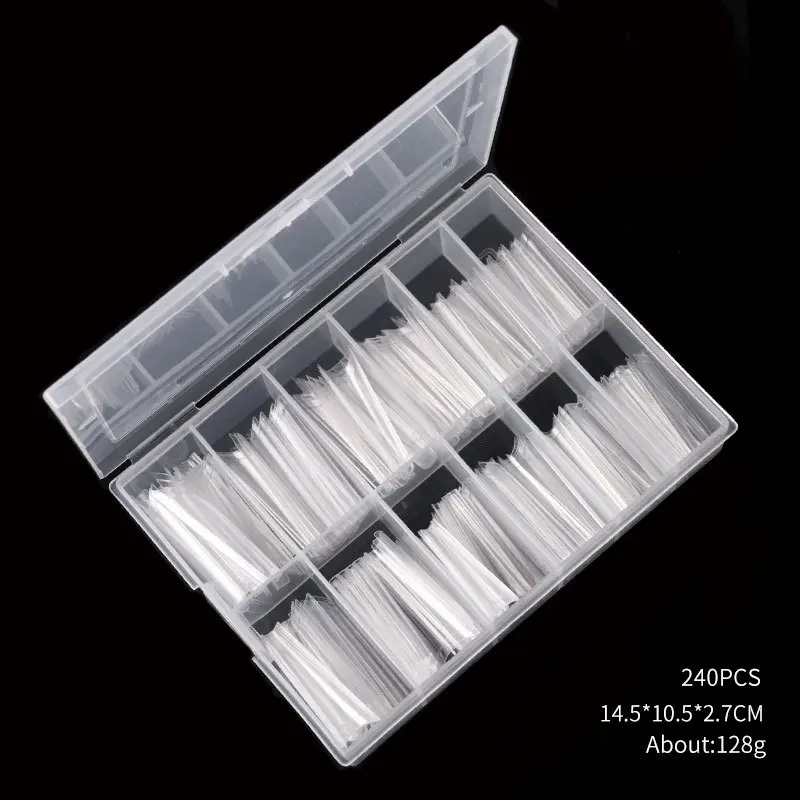 

240pcs Transparent acrylic Fake Nails tips nails set press on Manicure nail supplies gel x nails extension system half cover
