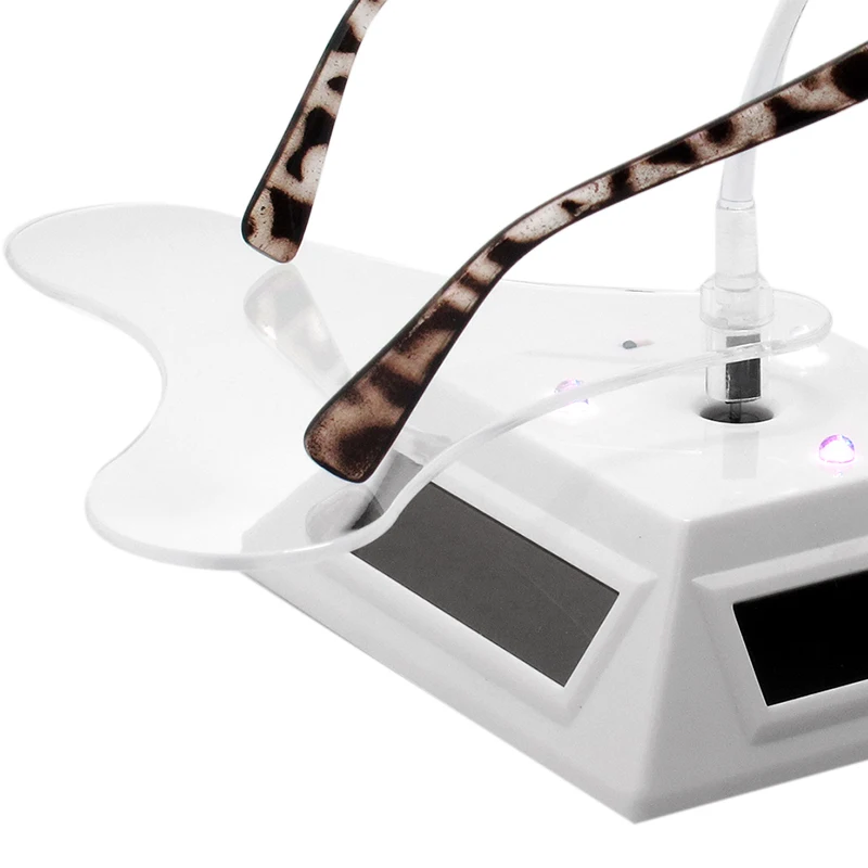

Solar Rotating Display Stand with 7 Colored Lights Can Be Used for Glasses/Jewelry, Display/Shooting White