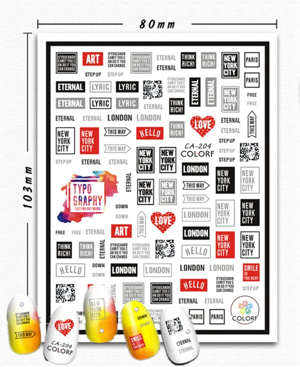 Новейшая модель HANYI-126 английский 3d дизайн ногтей наклейки для Наклейка штамповки