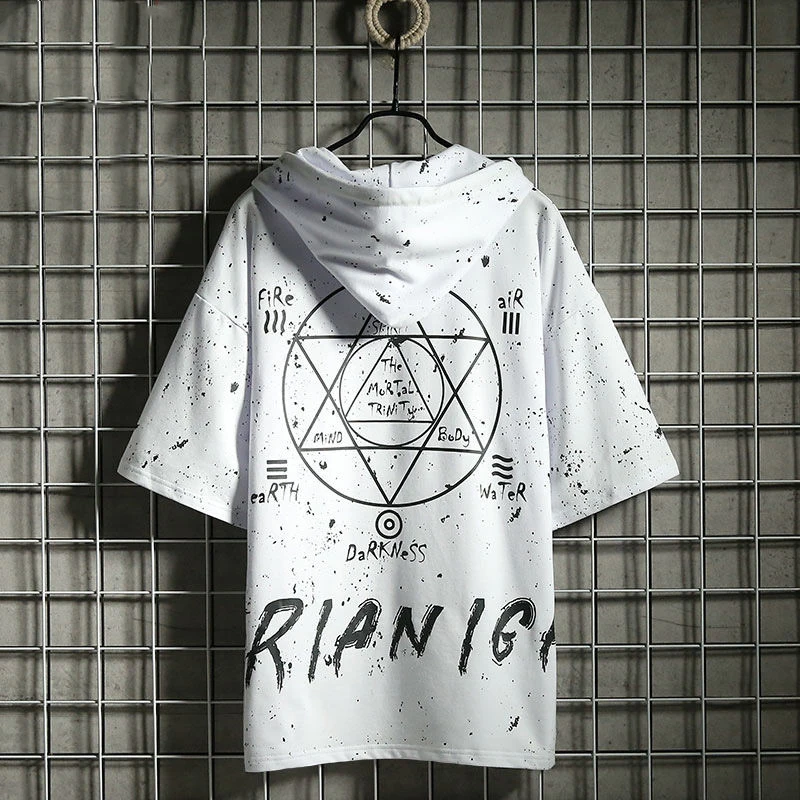 

Black Star Tshirt Streetwear Men Hip Hop Tee Shirts Summer Half Sleeve T Shirt Fashion High Street Cool Hooded Tshirt Streetwear