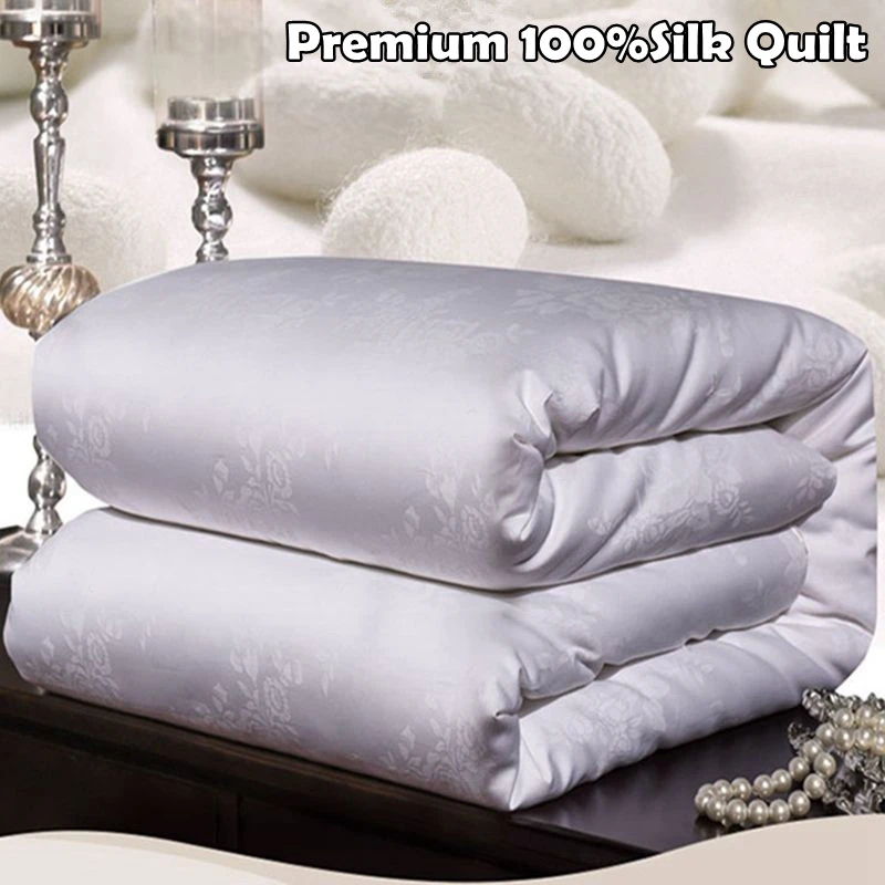 

Premium Custom Handwork 100%Mulberry Silk Comforter Silk Quilts Satin Jacquard Cotton Fabric Cover Silk Blankets 2kg 3kg 4kg