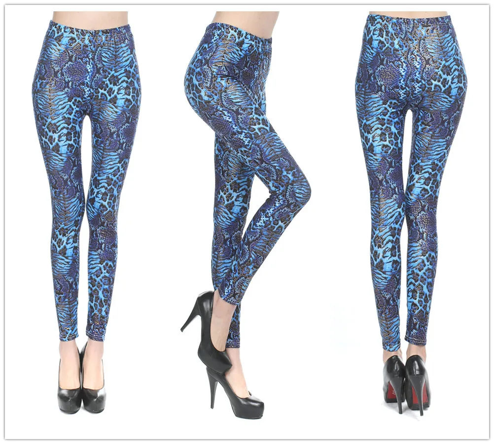 Женские леопардовые леггинсы зимние из полиэстера с высокой талией и принтом