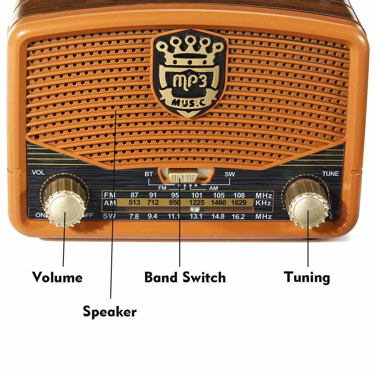 KINCO ретро дерево зерна Мини FM AM SW антенна радио приемник портативный динамик