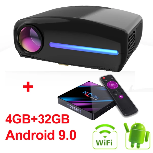 WZATCO C2 1920*1080P Full HD 45 градусов Цифровой keystone светодиодный проектор android 9,0 Wifi дополнительный портативный домашний проектор - Цвет: C2 Project add 32G B