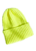 women girls solid color beanie ladies girls knitted soft ribbed warm winter hat female neon yellow green fuchsia orange hats