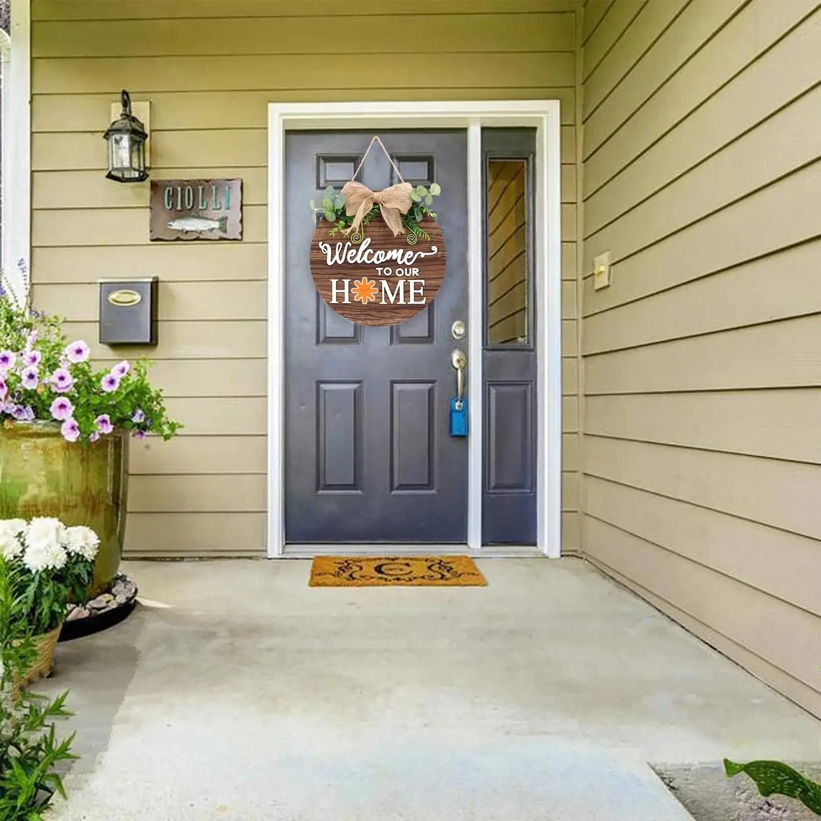 

Seasonal Welcome Door Signs Wooden Front Door Signs with 14 Seasonal Ornament for Easter Holiday Porch Rustic Wall Decorations