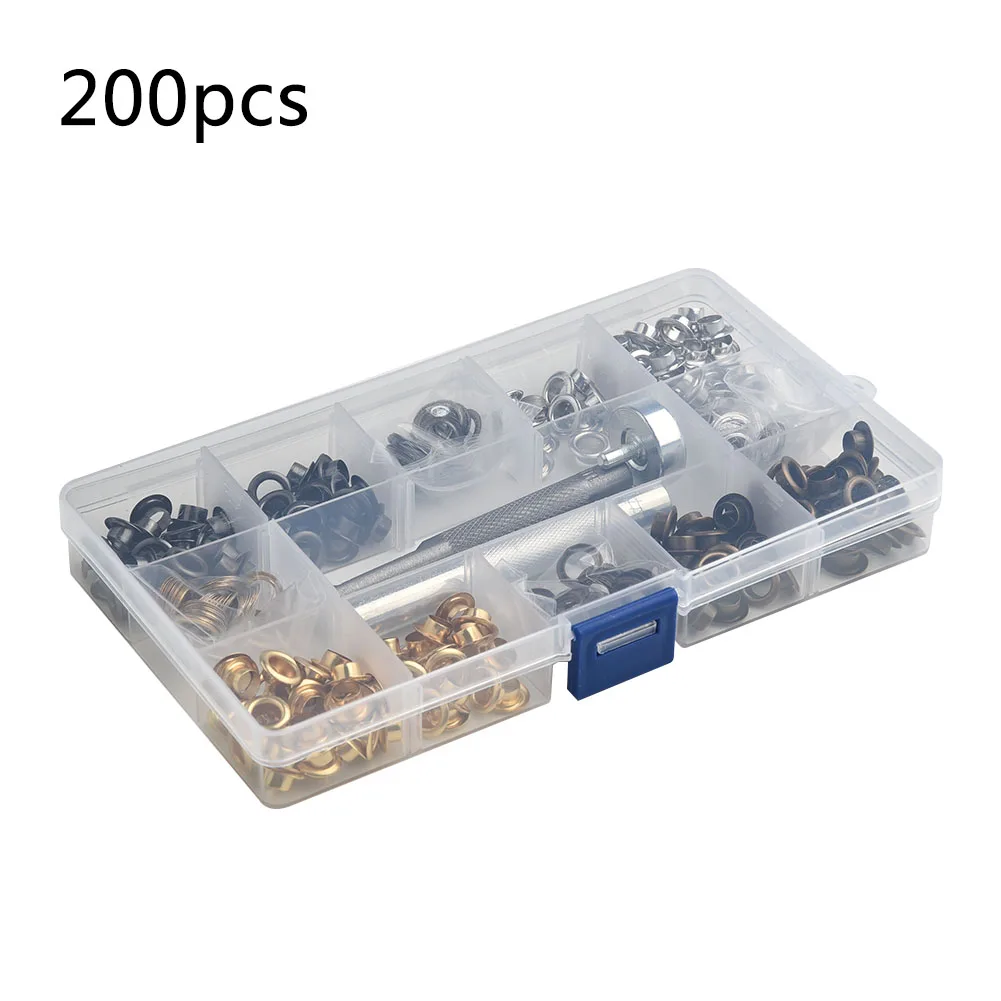 

200pcs Metal Eyelet And Eyelet Punch Die Tool Set Metal Button For Leathercraft Clothing Shoes Belt Bag Grommet