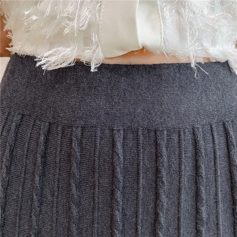 Женская Длинная вязаная юбка трапециевидная повседневная 19FW|Женские юбки| |
