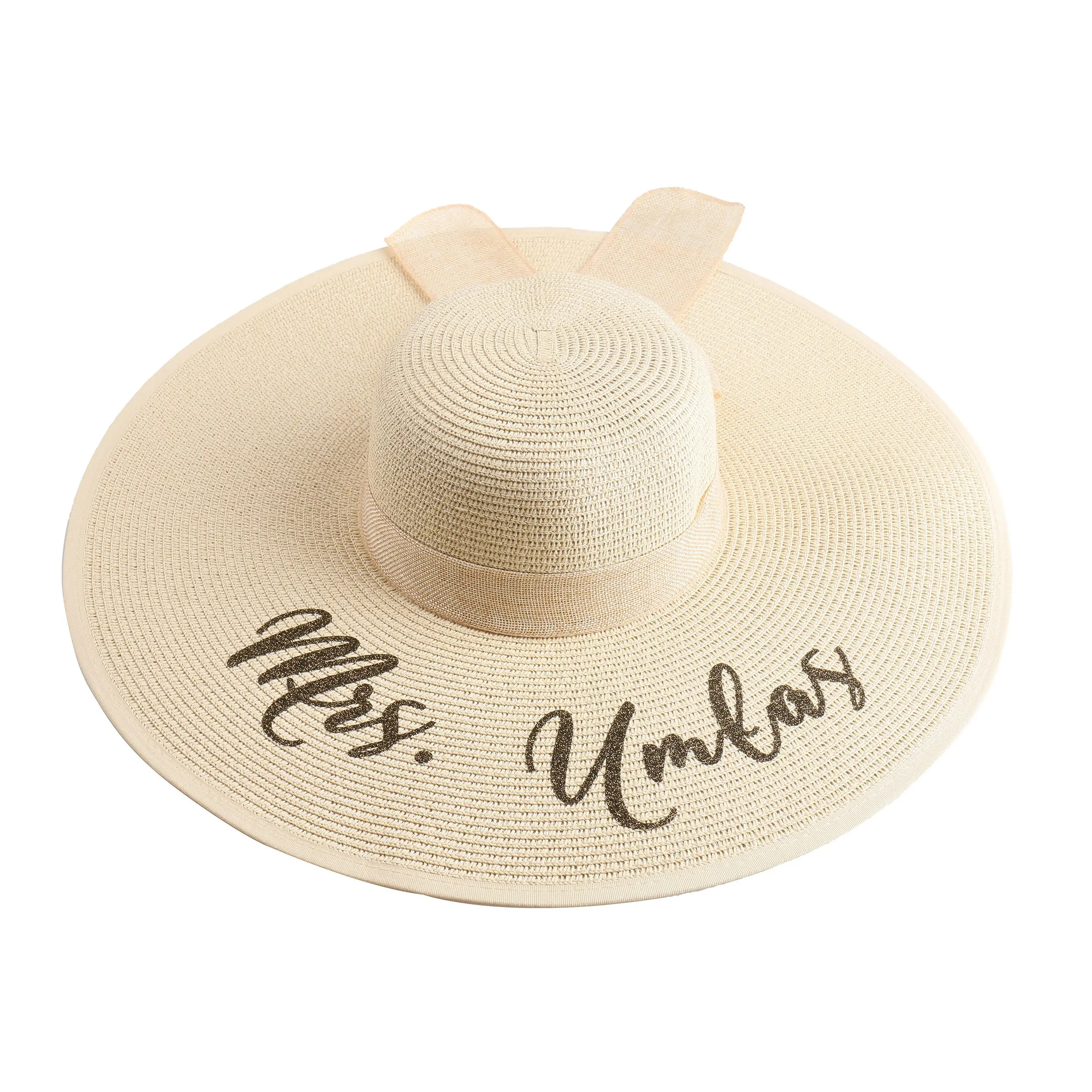 Соломенная шляпа для медового месяца с вашим именем и текстовым логотипом