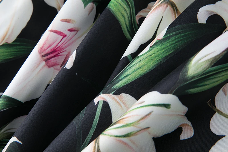 

2020 Summer Runway Designer Lily Floral Print Short Dress Women Off Shoulder Slash Neck Ruffles Elastic Waist Beach Casual Dress