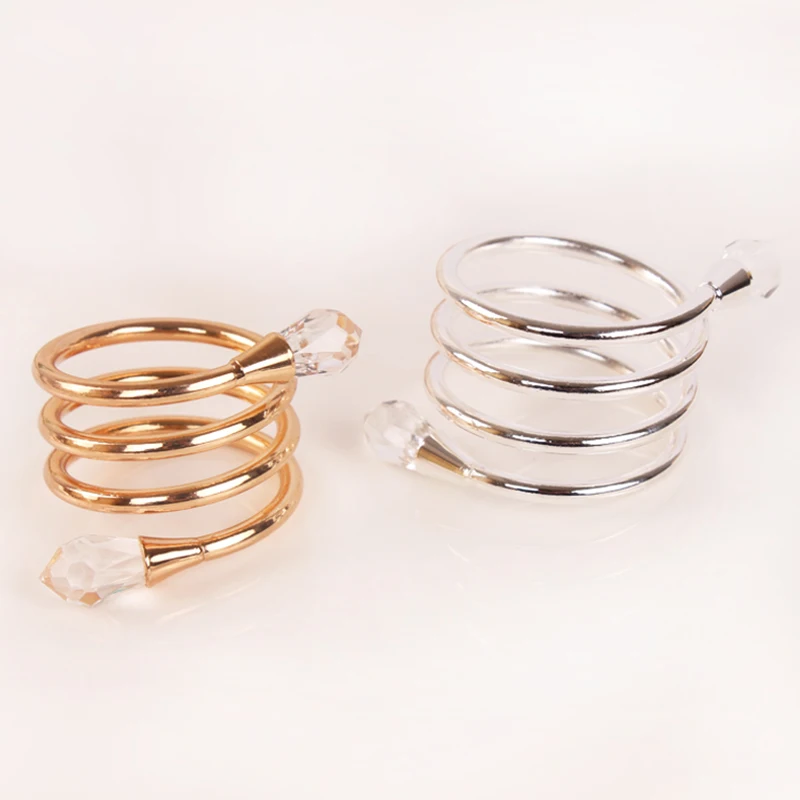 50 шт./лот золотистые серебристые кольца для салфеток с кристаллами