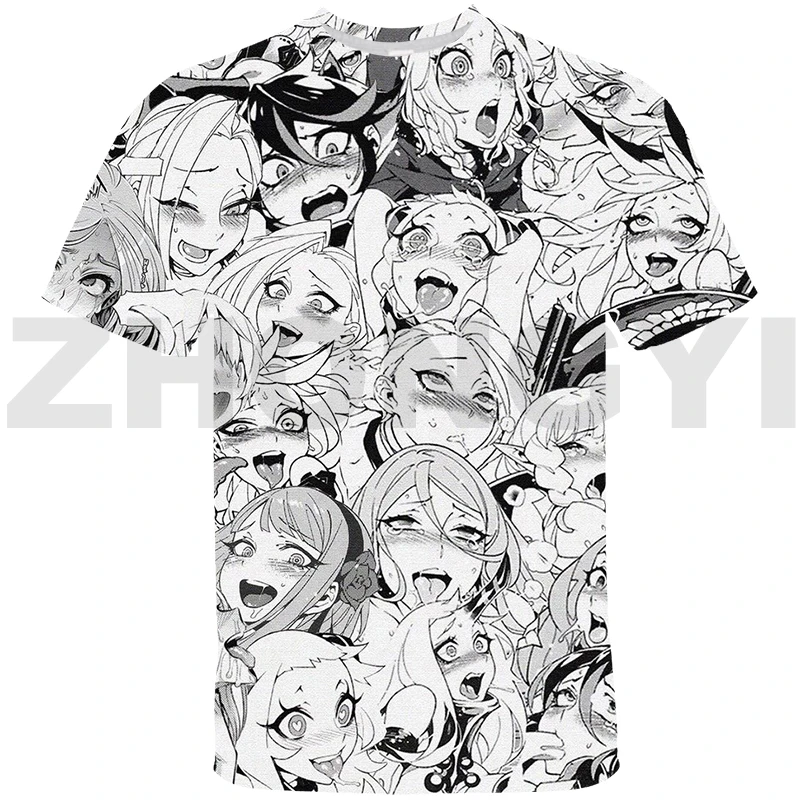 

2022 Hot Anime Ahegao T-shirt Hentai Senpai Boys Girls Casual Daily Kawaii Clothing Summer Children Sweatshirt Oversized Shirts