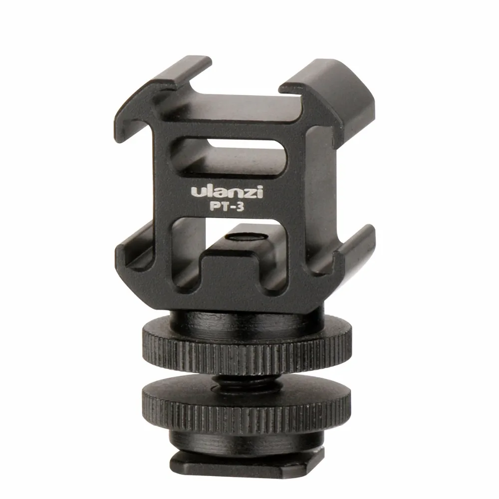 

Ulanzi PT-3S Triple Hot Shoe Mount Adapter Cold Shoe Extend Monitor Mic Fill Light for Nikon Canon Sony DSLR Camera Accessories