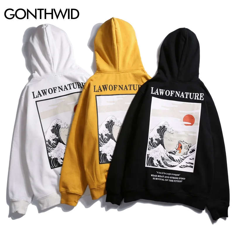 Толстовка GONTHWID флисовая с вышивкой в японском стиле Повседневная Уличная одежда