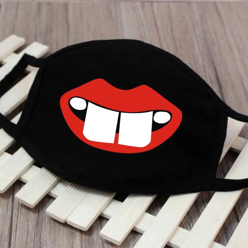 1PCS Black Mouth Mask Big Size Stop Air Pollution Home Cartoon Lovely Cotton Funny Teeth Masks Keep Warm Muffle Respirator - купить по