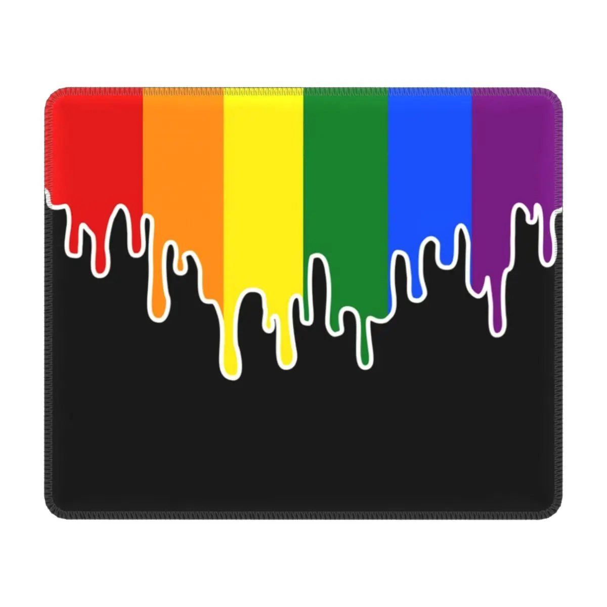 

Gay Pride Flag Drip Mouse Pad Square Anti-Slip Rubber Mousepad with Stitched Edge Rainbow LGBT Gaming Computer PC Desk Mat Pads