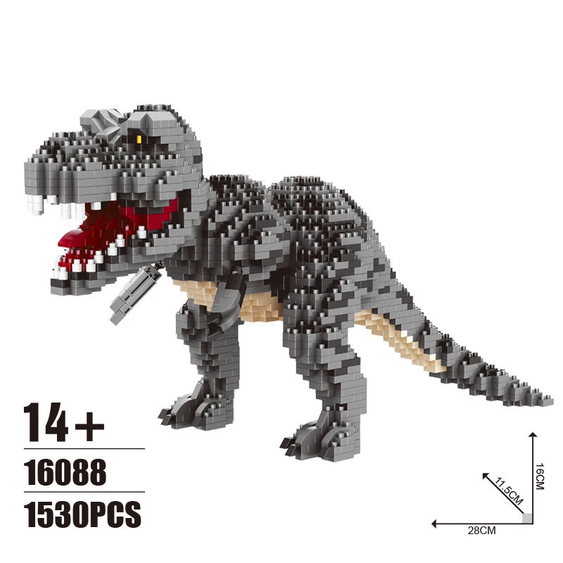 

Animals Dog Cat Dinosaur Tyrannosaurus Micro Building Blocks Sets Cartoon Pet Bricks Model Creator Educational Toys