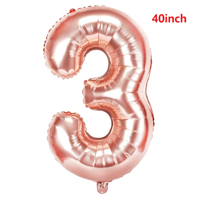 40inch Number 3 16 шт Розовый Золотой воздушный шар "Конфетти" детский душ девочка баллон гелия балоны DIY любовь свадьба день рождения шары украшения шары - Цвет: 40inch Number 3