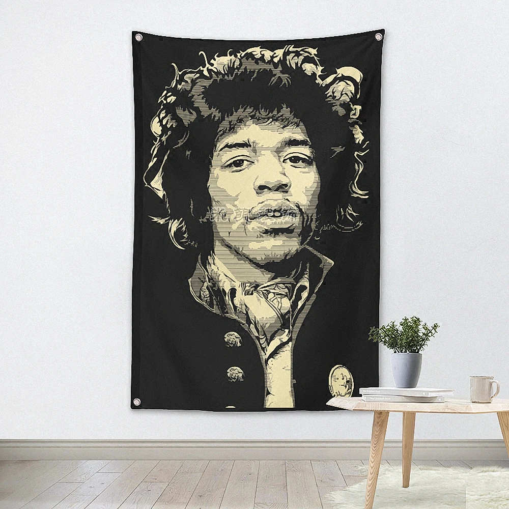 

High Quality Rock Theme Four Holes Flag Banner Canvas Printing Wall Chart Hip Hop Reggae Metal Music Posters Mural Wall Decor A5