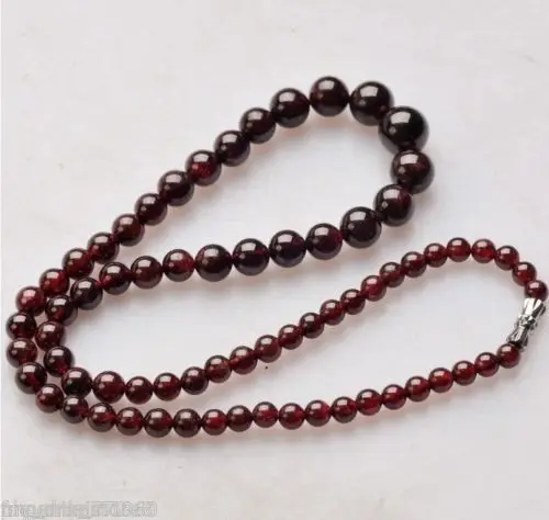 

Natural 6-14mm Garnet Round Beads Necklace 18"