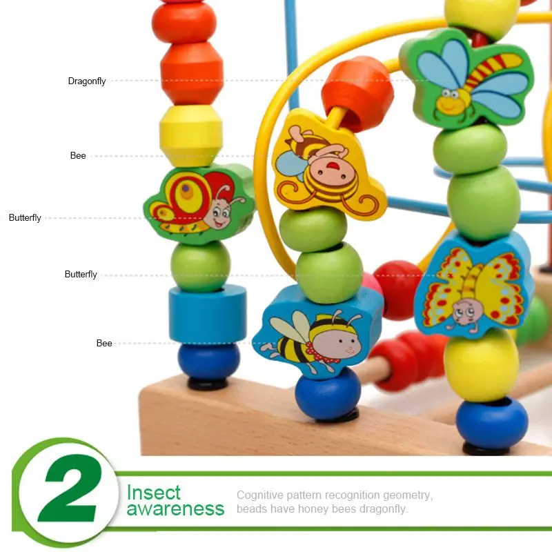 

MWZ Wooden Baby Toddler Toys Circle First Bead Maze for Boys Girls