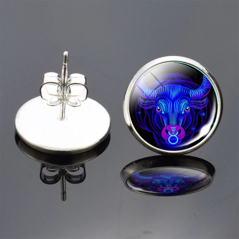 Женские серьги гвоздики со знаком зодиака 12 дюймов|Серьги-гвоздики| |