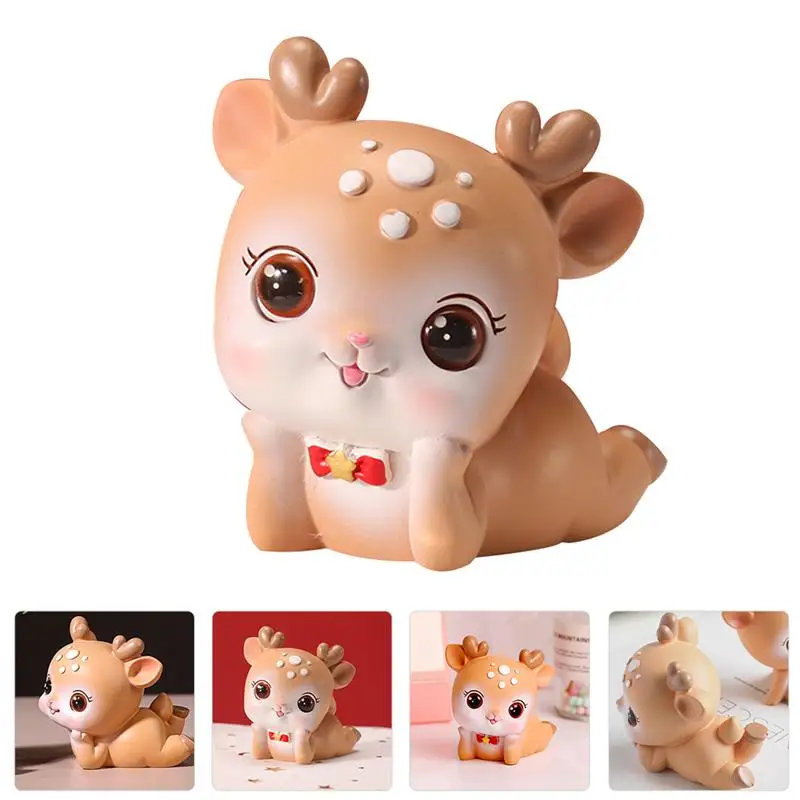 

Cartoon Little Deer Decoration Resin Crafts Cute Cars Interior Ornament Birthday Party Cake Topper Home Office Desktop Miniature