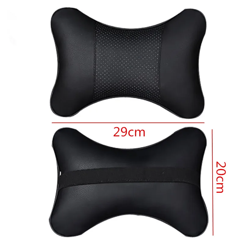 

2pcs Car Neck Pillow Double-sided PU Leather Perforating Design Car Headrest Pillow Auto Safety Accessories Car Accessories