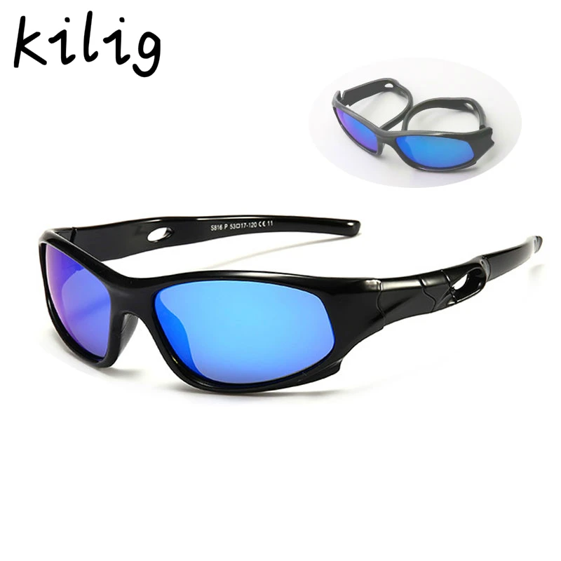 Очки солнцезащитные детские спортивные поляризационные гибкие очки с защитой