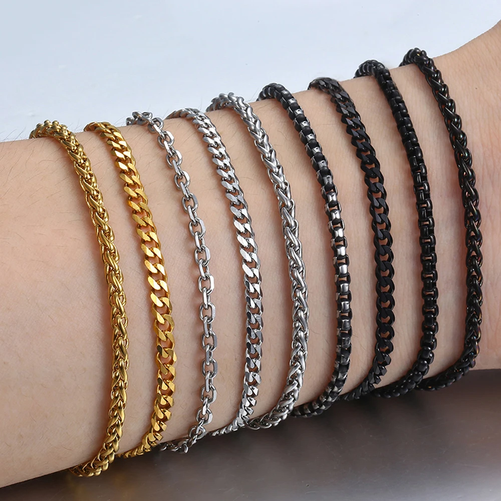 Женский браслет из нержавеющей стали с золотым серебряным и черным покрытием 3/5