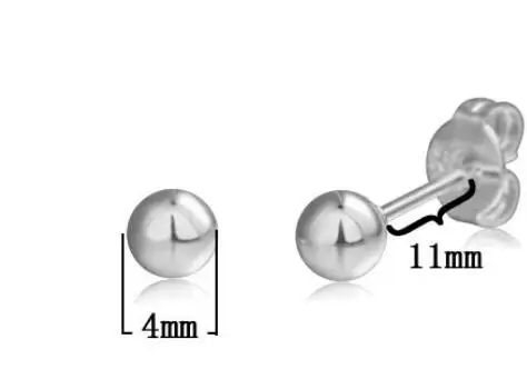

925 Sterling Silver Nickel Free Small Round Ball Stud Earrings for Women Girl Bijoux Pendientes Brincos Mujer A127