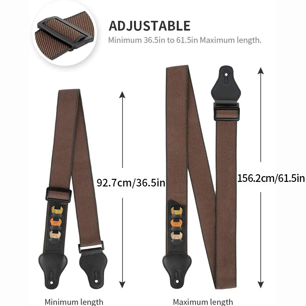 einstellbare reine baumwolle gitarre strap brown für akustische elektrische bass gitarre elektrische akustische gitarren musical zubehör fre