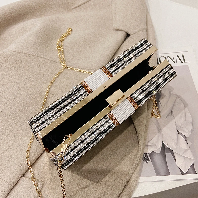

Luxury Designer Diamond Evening Bag Party Money Purses and Handbags Chain Shoulder Bag Shoulder Purses Design for Lady Wedding
