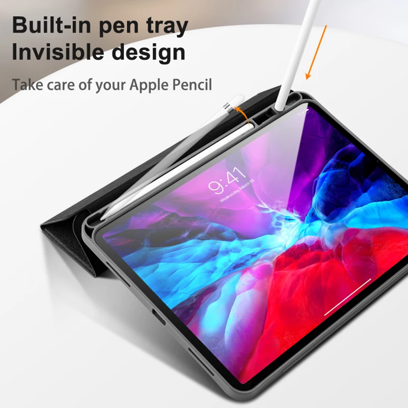 Умный чехол для iPad Mini 3 2 1 из ПУ кожи с мягкой силиконовой задней накладкой
