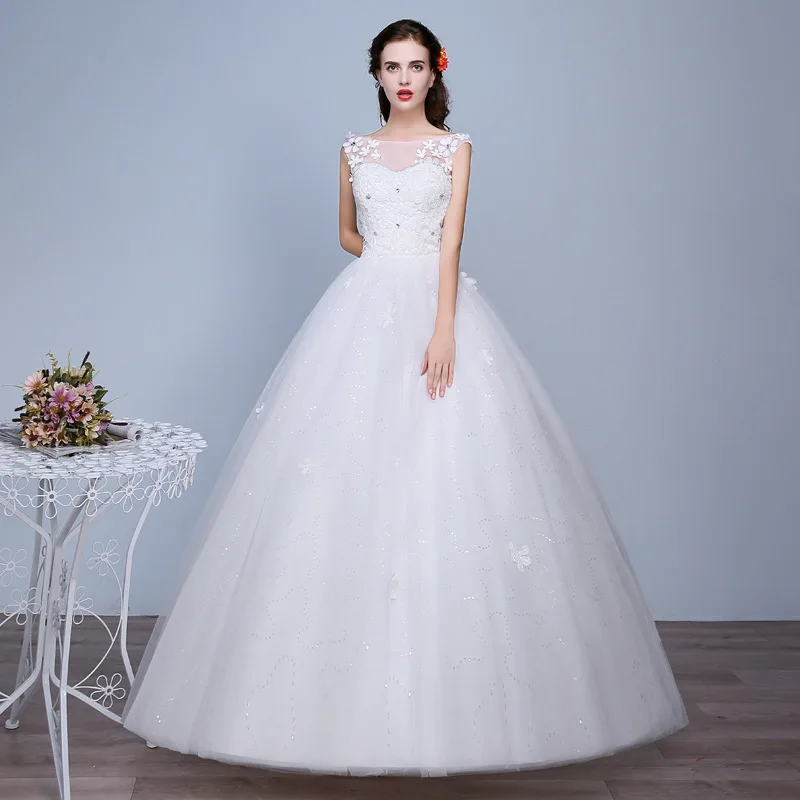 Женское роскошное бальное платье с круглым вырезом кружевное свадебное