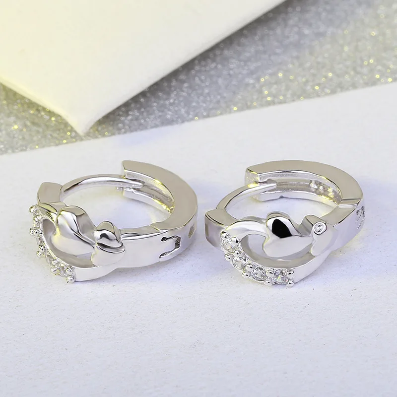 Женские серьги гвоздики с фианитом серебряного цвета|colorful stud earings|fashion earringsstud