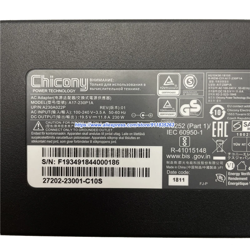 Компактный адаптер переменного тока для ноутбука MSI GS75 STEALTH 8SG 9SG GS65 GS66 8SF P65 P75