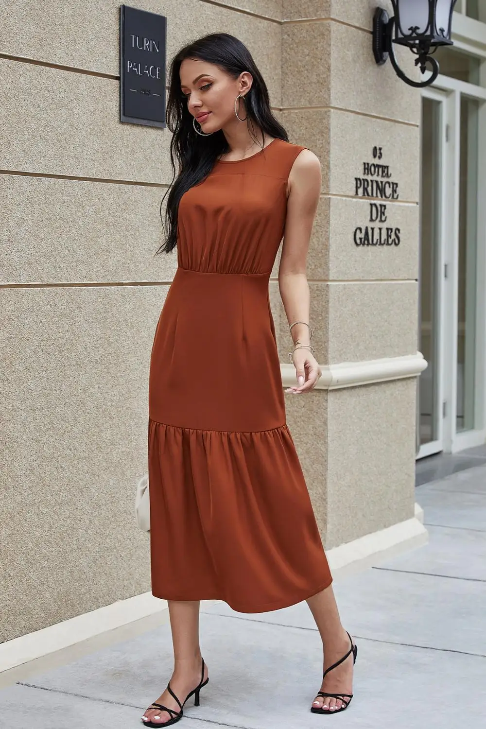 

New Casual O-Neck Sleeveless Loose Tank Dress Summer Women Long Dress Fashion Boho Holiday Female Dress Solid Ruffle slim Dresse