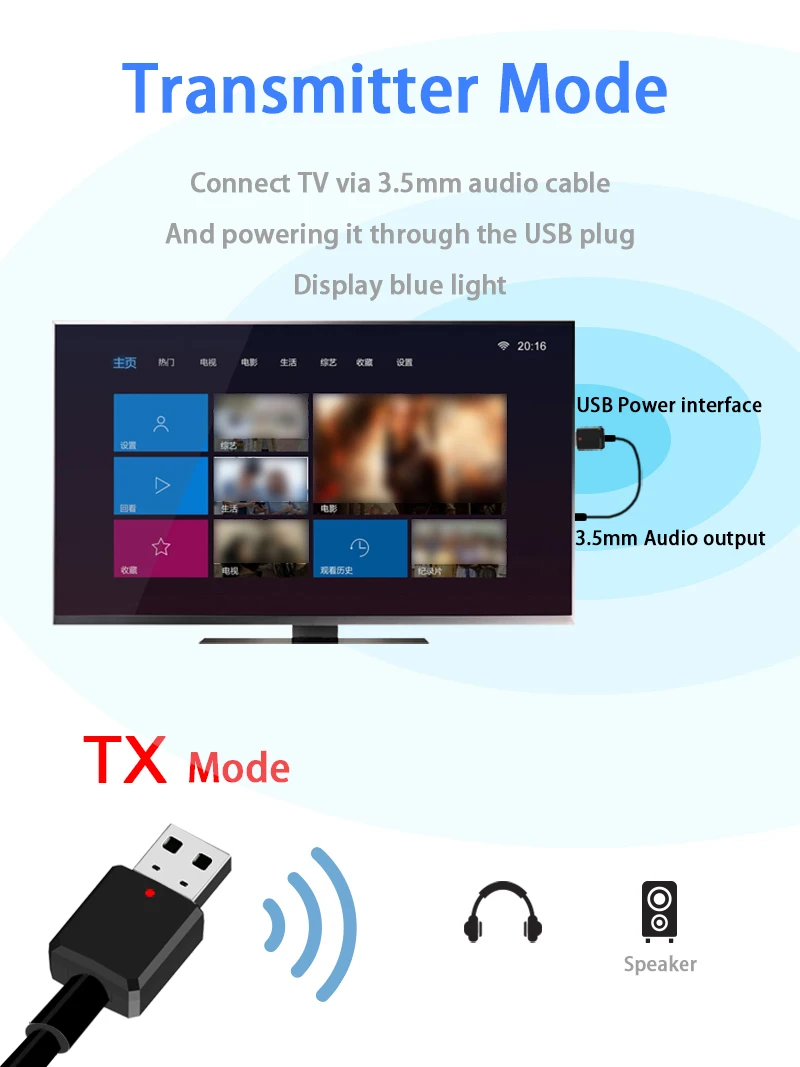 Bluetooth-совместимый мини-приемник 2 в 1 5 0 3 мм AUX USB беспроводной стерео аудио адаптер