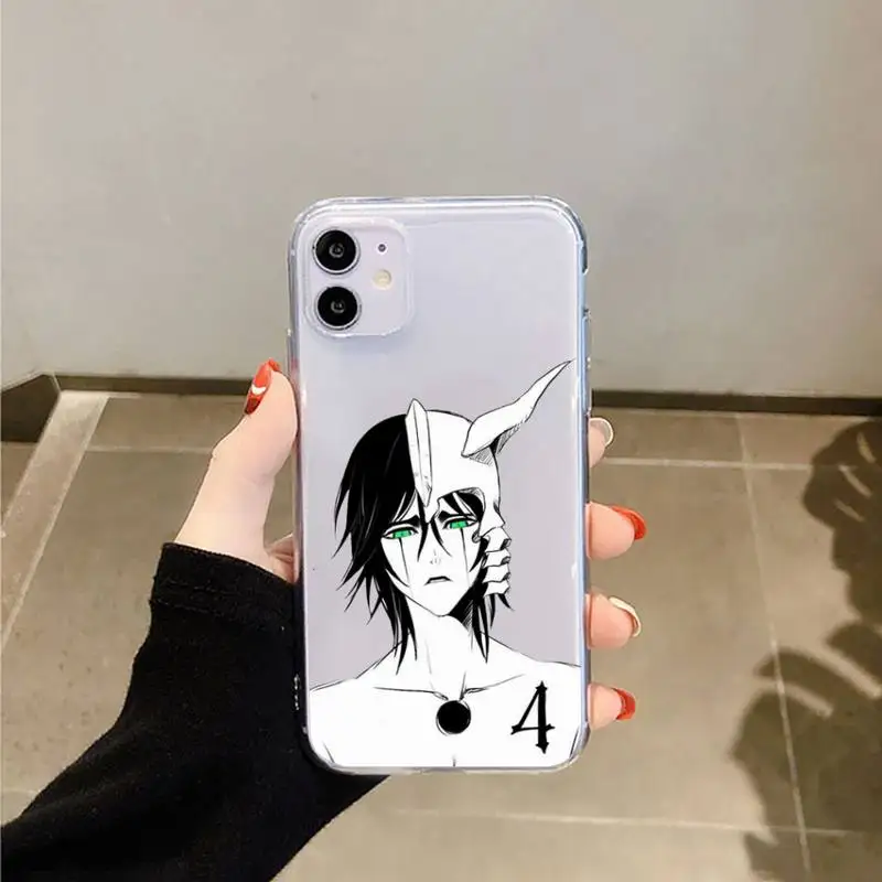 

Anime Japan Bleach Kurosaki Ichigo Phone Case Transparent for iPhone 6 7 8 11 12 s mini pro X XS XR MAX Plus