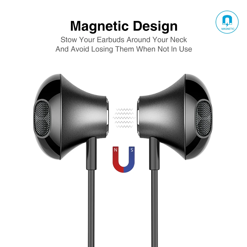 Беспроводные наушники Picun H12 Bluetooth магнитные спортивные с шейным ободом 20 часов