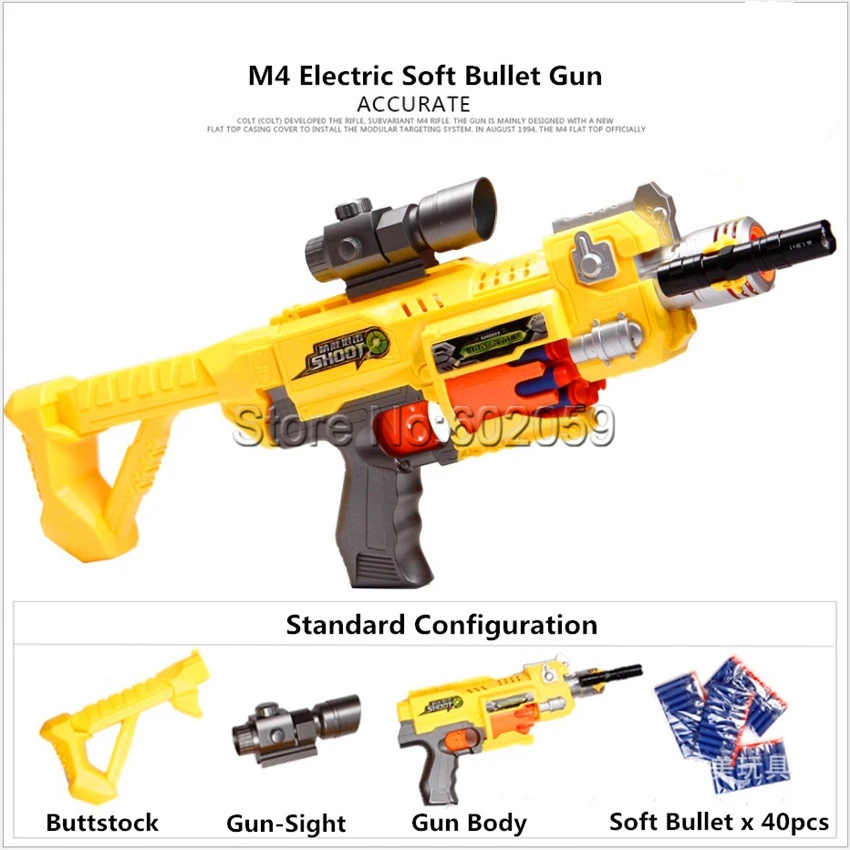 M4 Электрический взрыв мягкий пуля пистолет костюм для Nerf пули игрушка винтовка пистолет Дартс бластер детский лучший подарок игрушечный пистолет