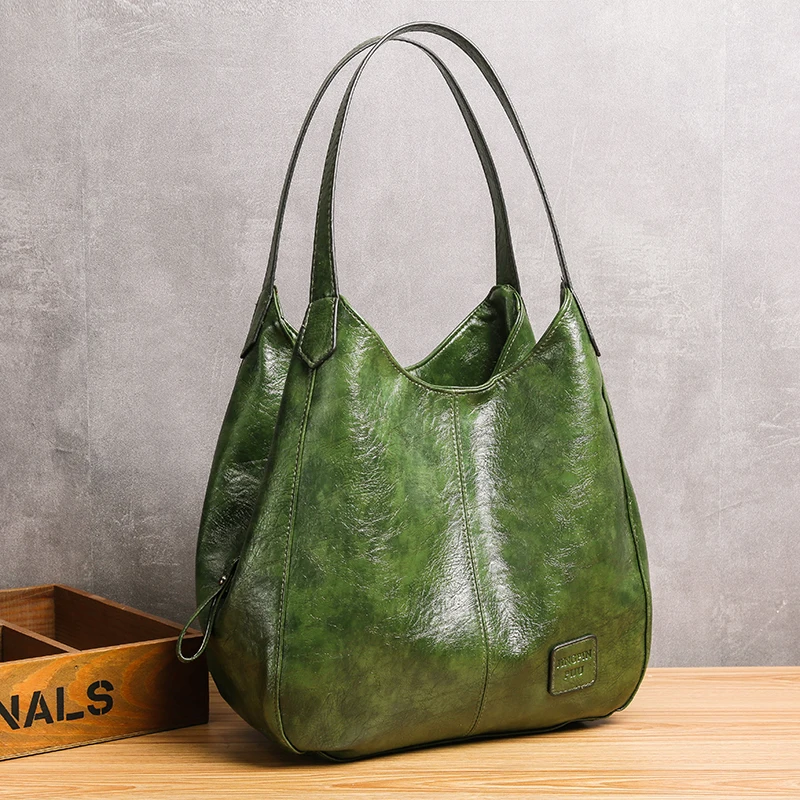 

Casual Women Handbag Purse Large Capacity Tote Bag High Quality Lady Bag Vintage Hobo Bag Soft Patchwork Shoulder Bag Brown