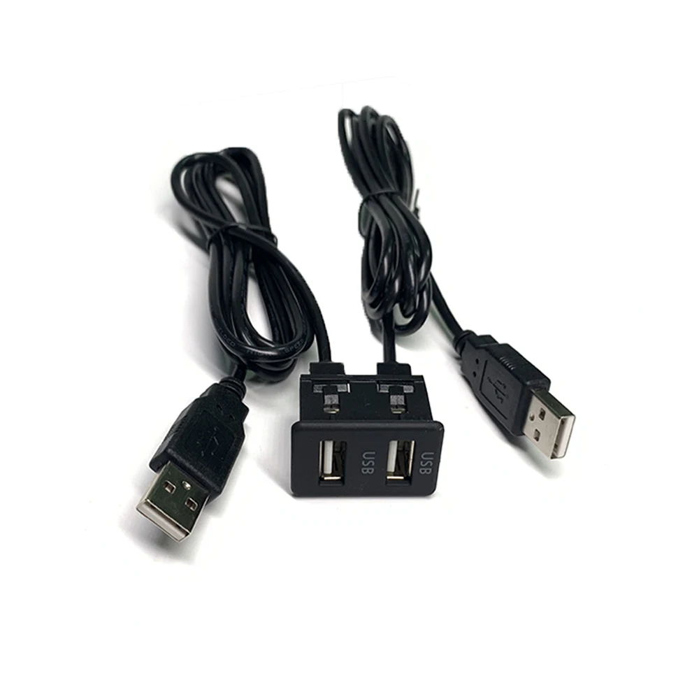 

ONKAR 150CM Dual Flush Mount Two USB Port Extension Cable Lead Mounting Panel USB 2.0 Cable Adapter 3.5mm AUX Charging Interface