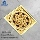 10x10 см латунный золотистый полированный Слив для пола Ванная комната Кухня душевая комната крыльцо квадратный пол слив отходов Решетка санитарный слив