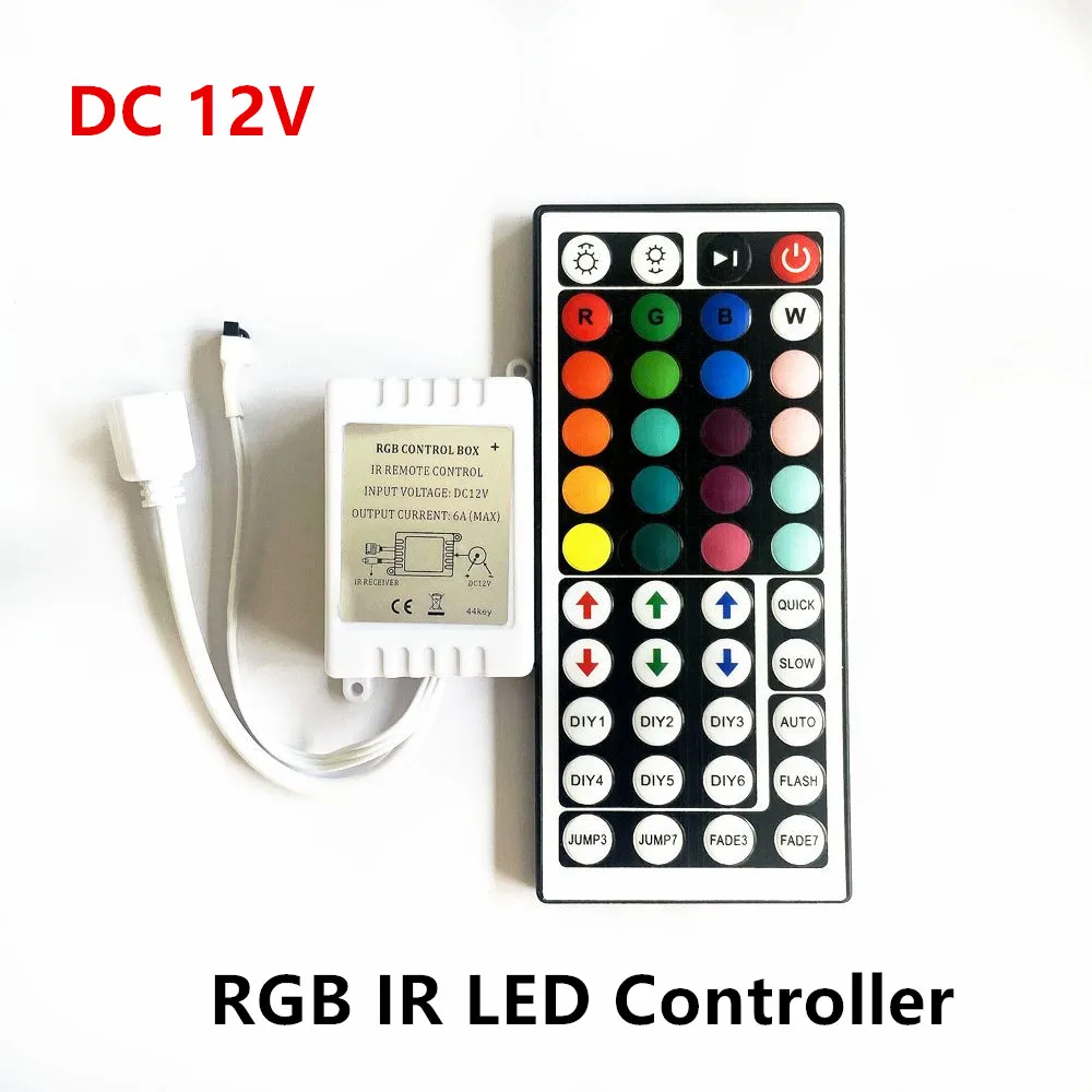 

DC12V 44 Keys IR RGB LED Controller 6A 72W LED Driver Remote Dimmer For SMD 2835 3528 5050 3014 5630 RGB LED Strip Lights